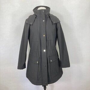 Kenneth Cole Black Fleece Lined Hooded Rain Jacket Lightweight Winter Jacket S